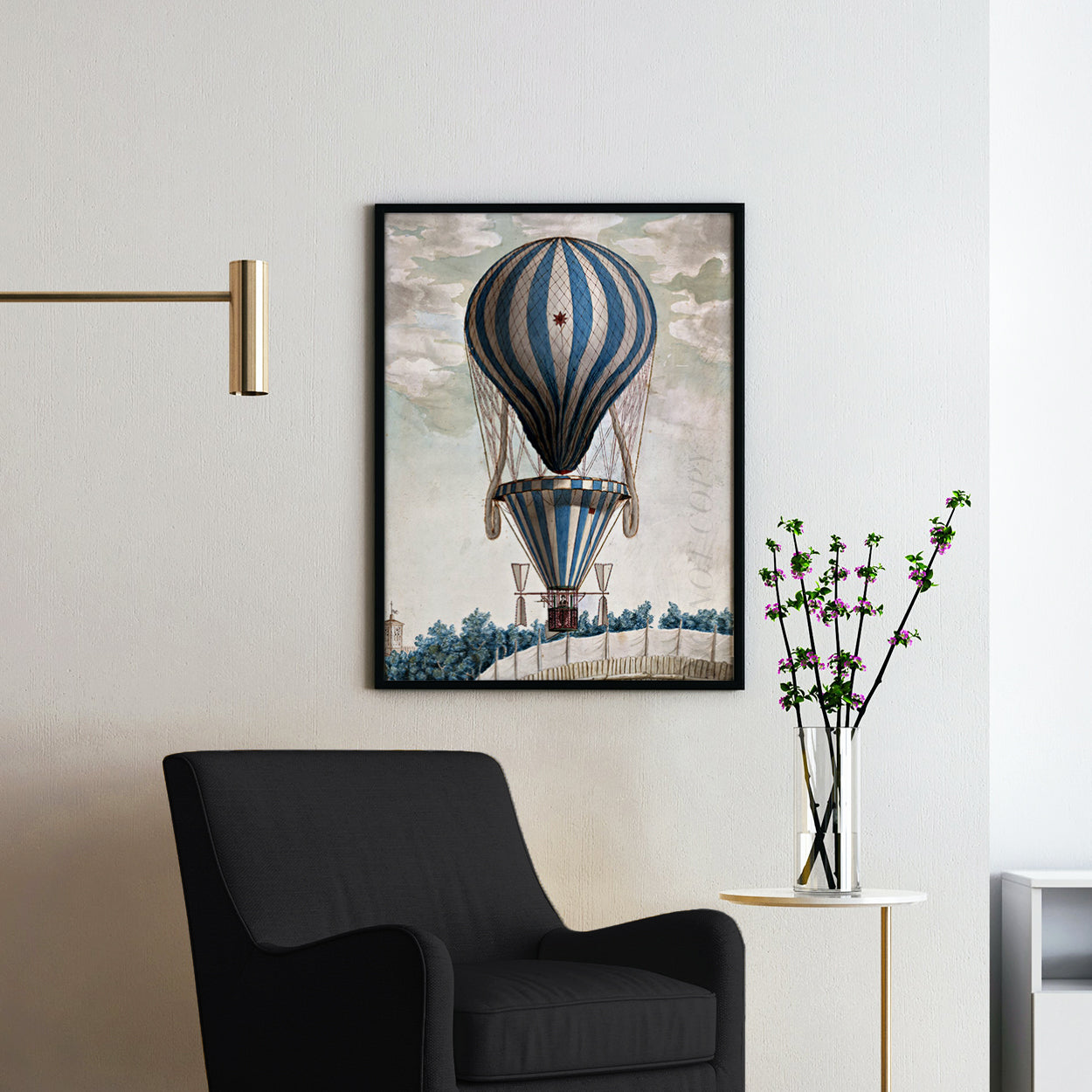 The Blue Balloon In Bologna 1828, Vintage Hot Air Balloon