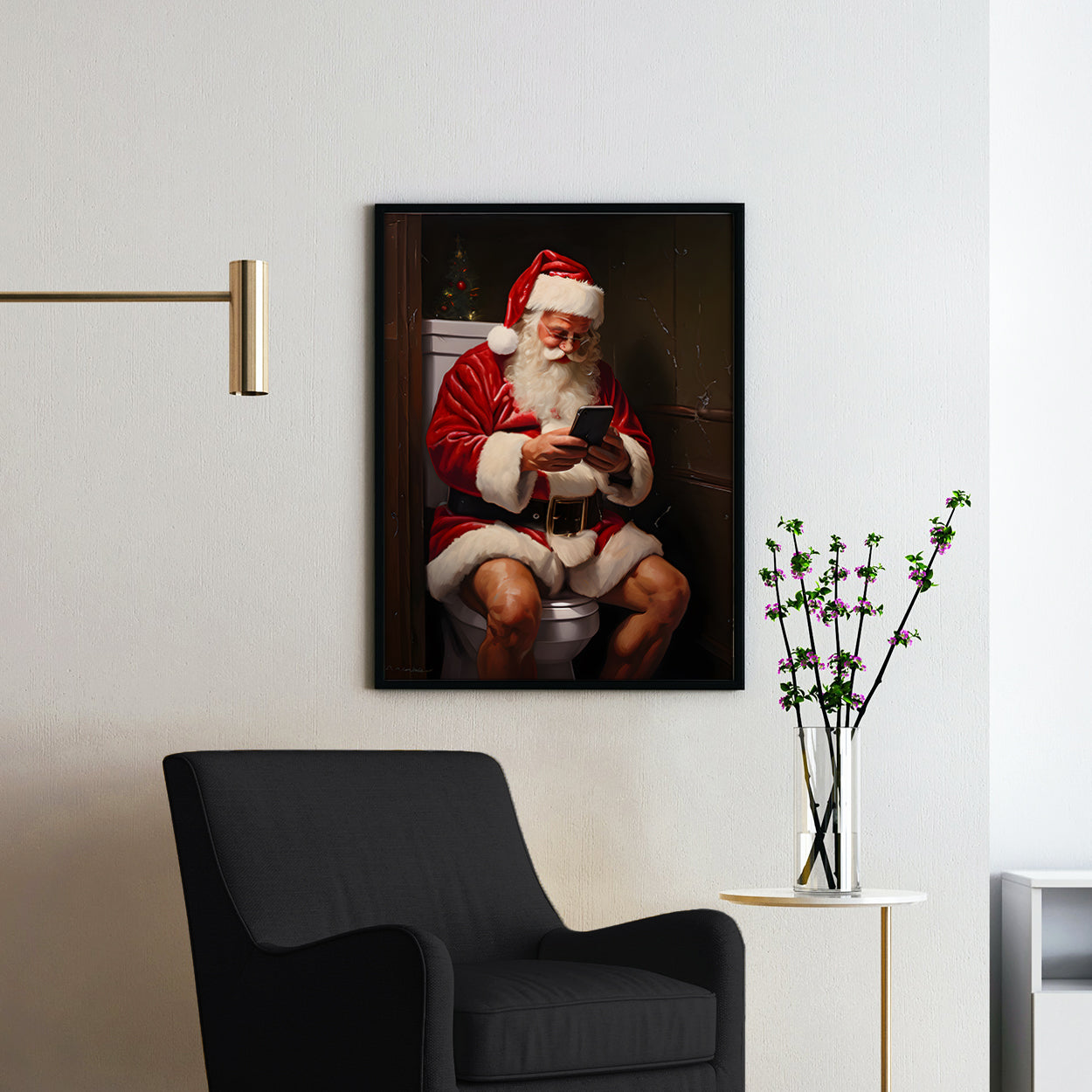 Santa Claus on His Phone on the Toilet