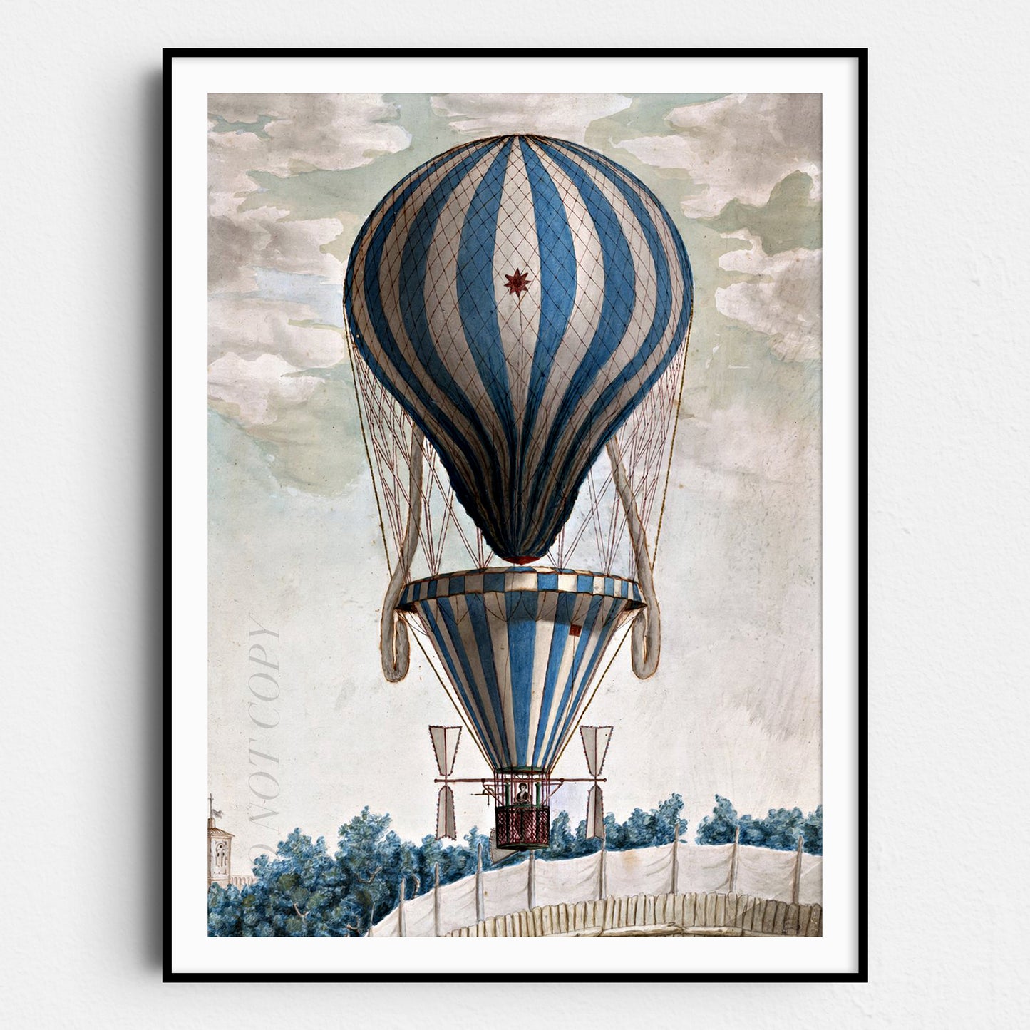 The Blue Balloon In Bologna 1828, Vintage Hot Air Balloon