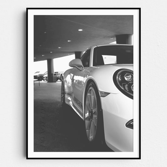Porsche 911 Side View in Black & White