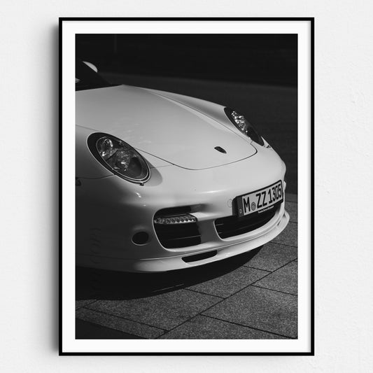 Porsche 911 Hood in Black & White