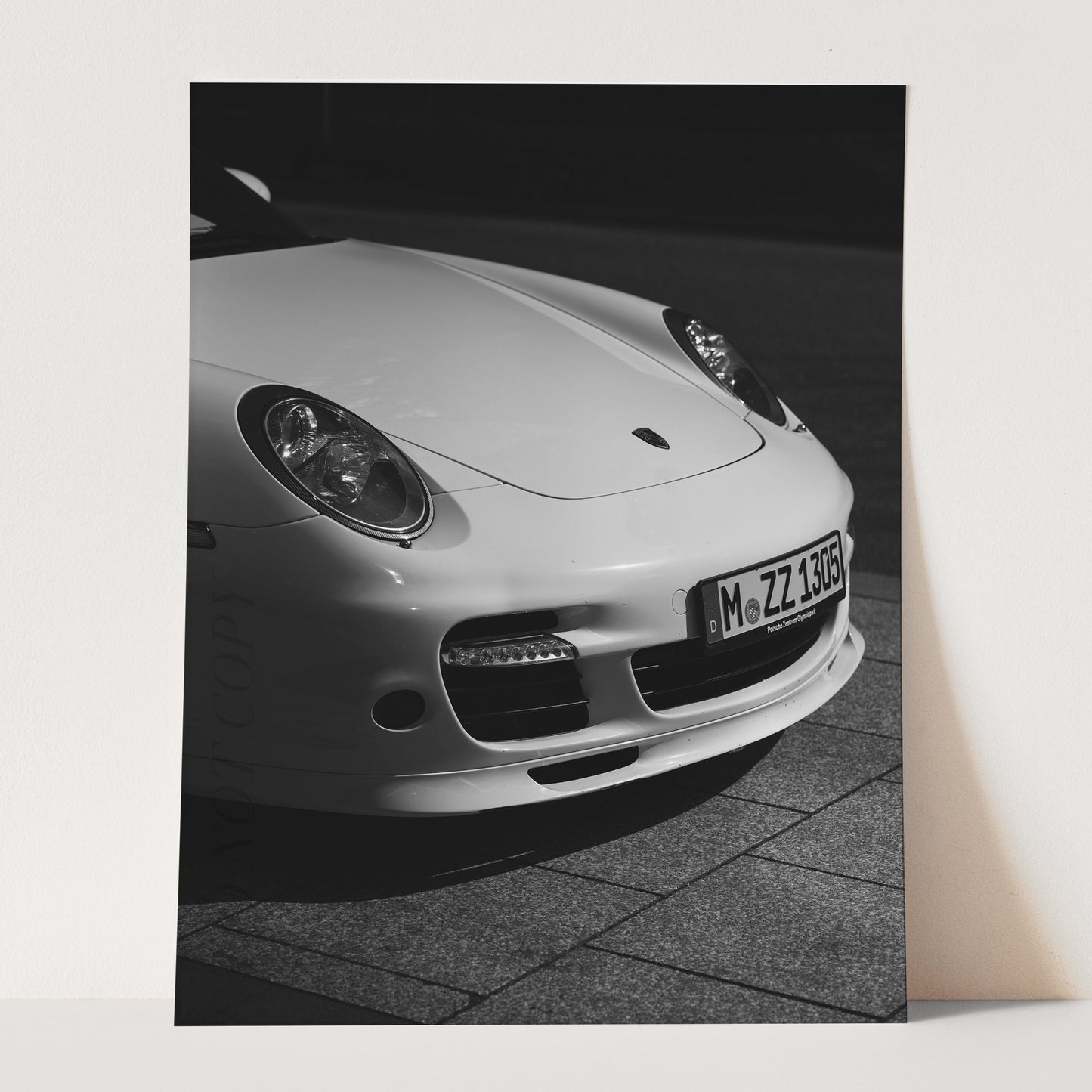 Porsche 911 Hood in Black & White