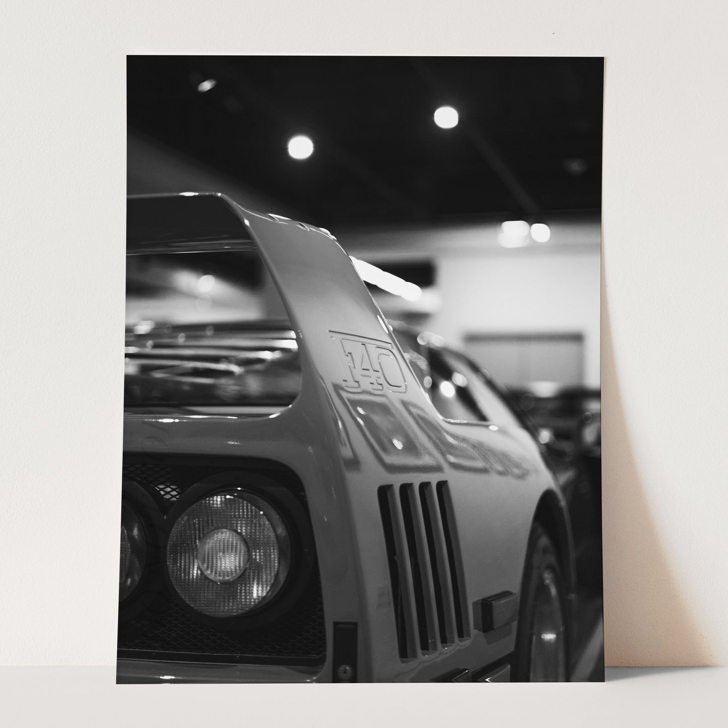 Red Ferrari F40 Rear View in Black & White