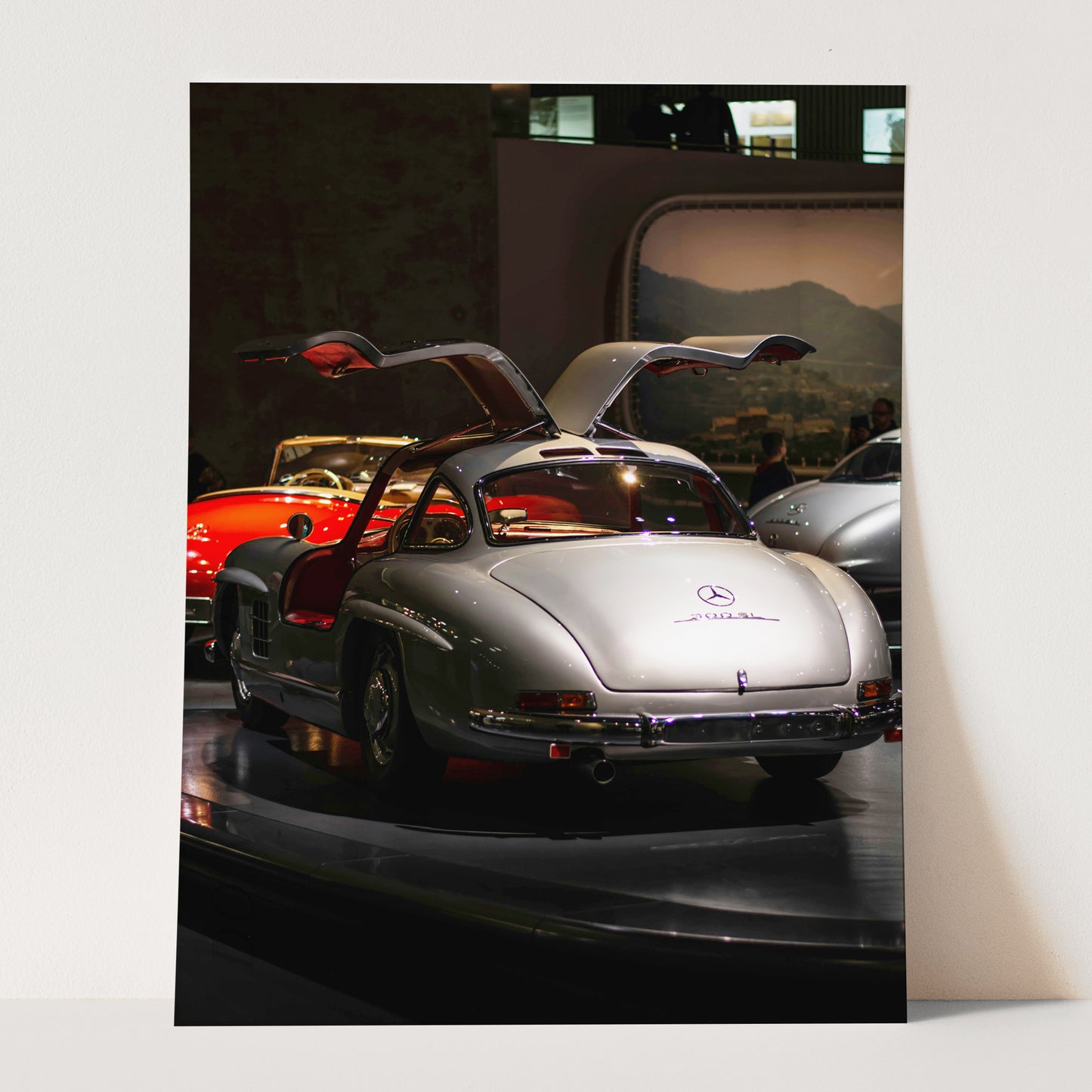 Silver Mercedes Benz 300SL Doors Up