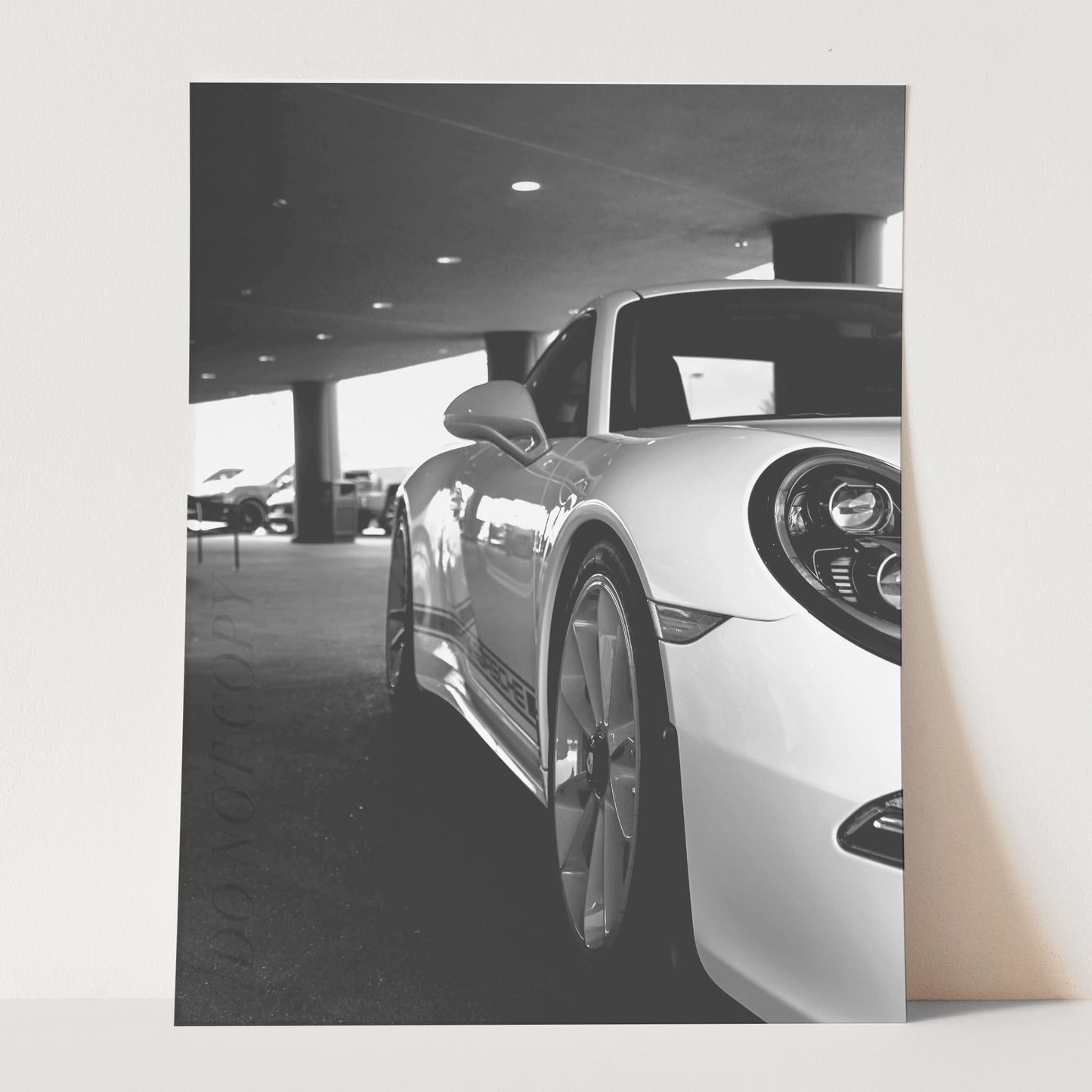 Porsche 911 Side View in Black & White
