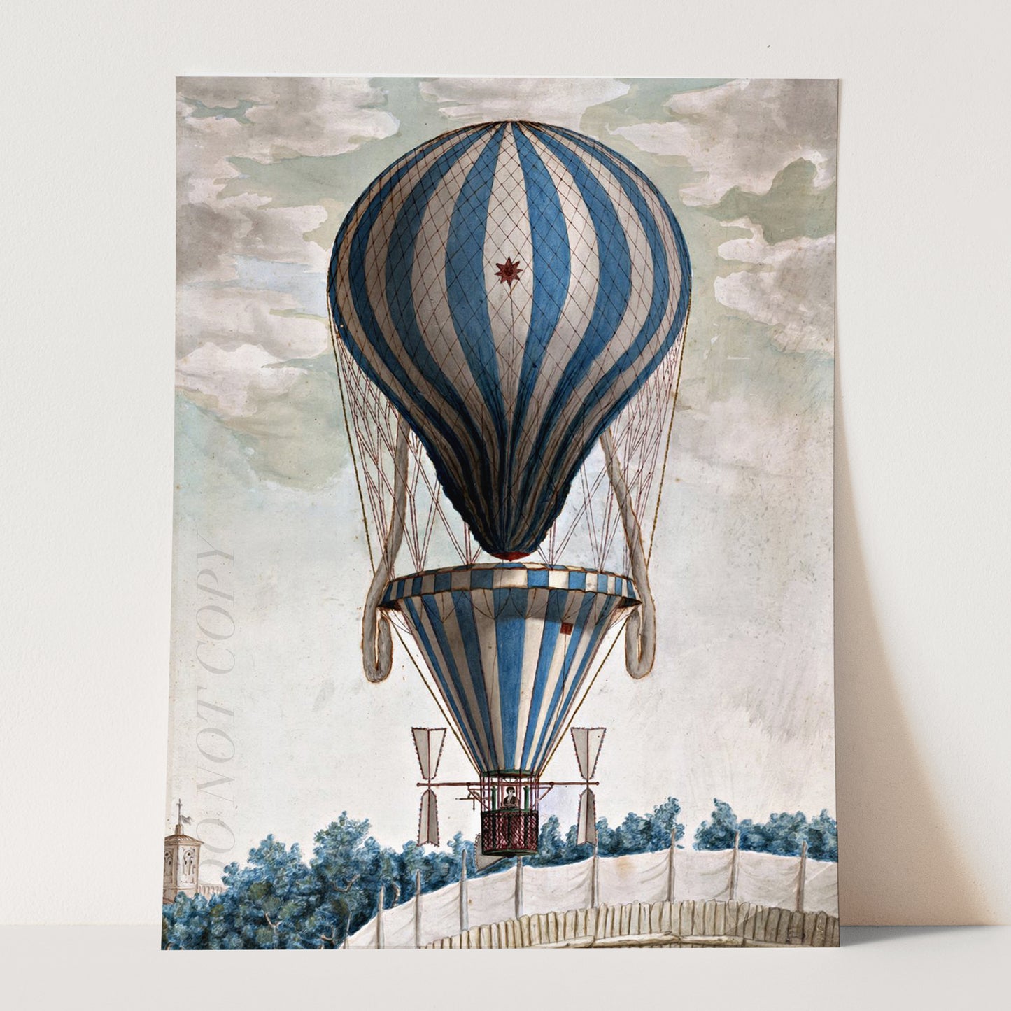 The Blue Balloon In Bologna 1828, Vintage Hot Air Balloon