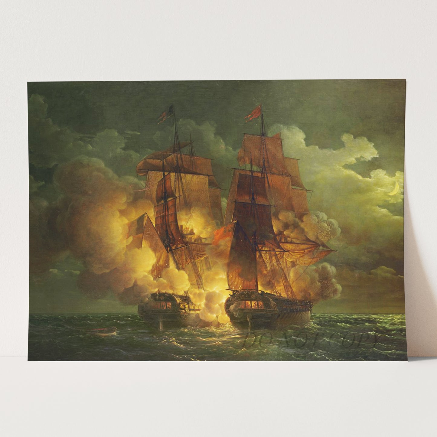 Battle Between the French Frigate 'Arethuse' and the English Frigate 'Amelia' by Louis Philippe Crepin