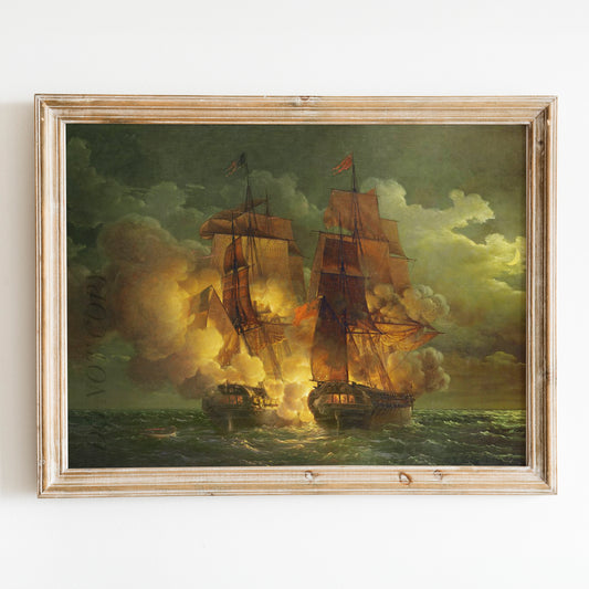 Battle Between the French Frigate 'Arethuse' and the English Frigate 'Amelia' by Louis Philippe Crepin