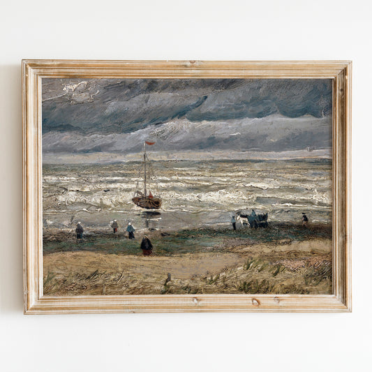 Beach at Scheveningen in Stormy Weather (1882) by Van Gogh