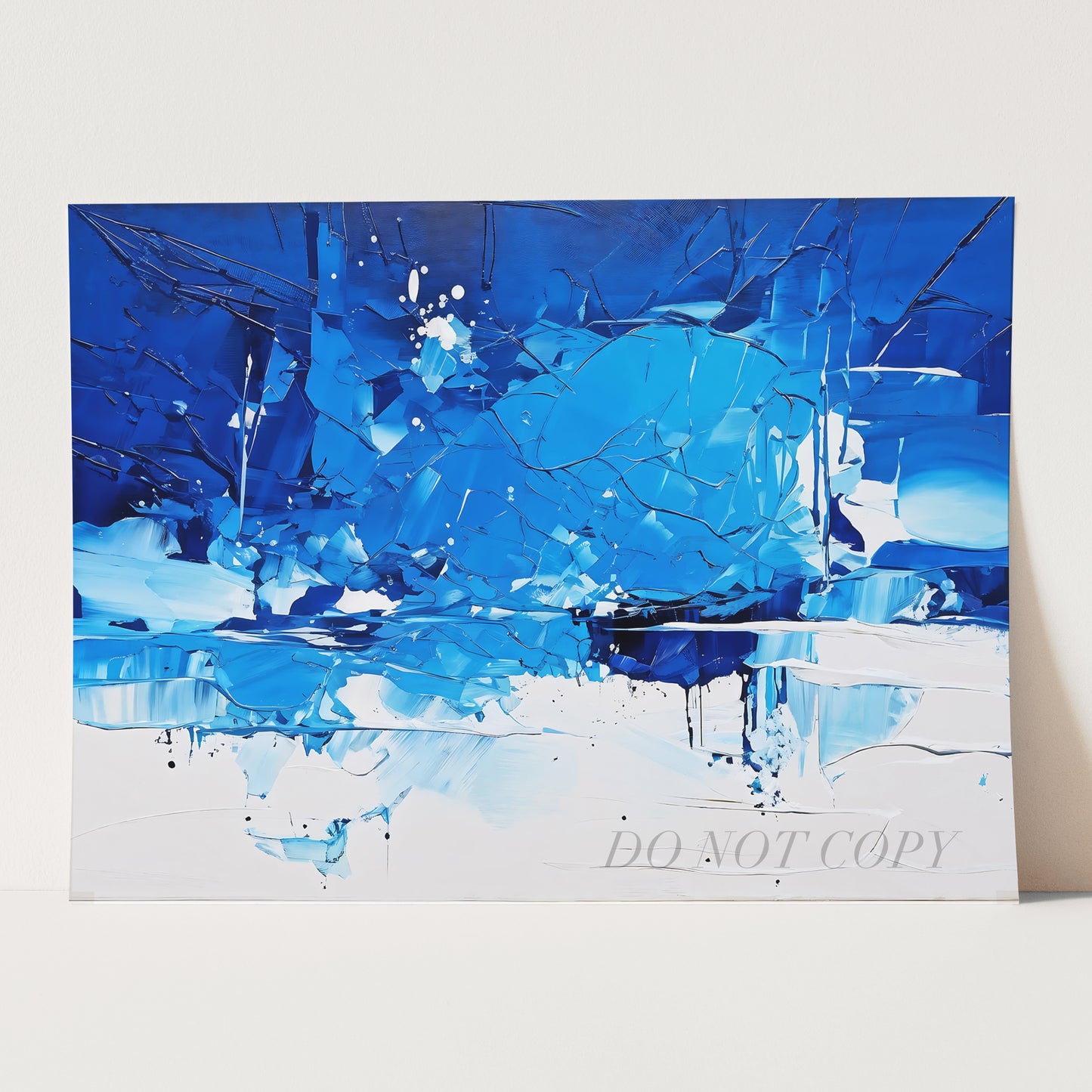 Blue and White Abstract Painting