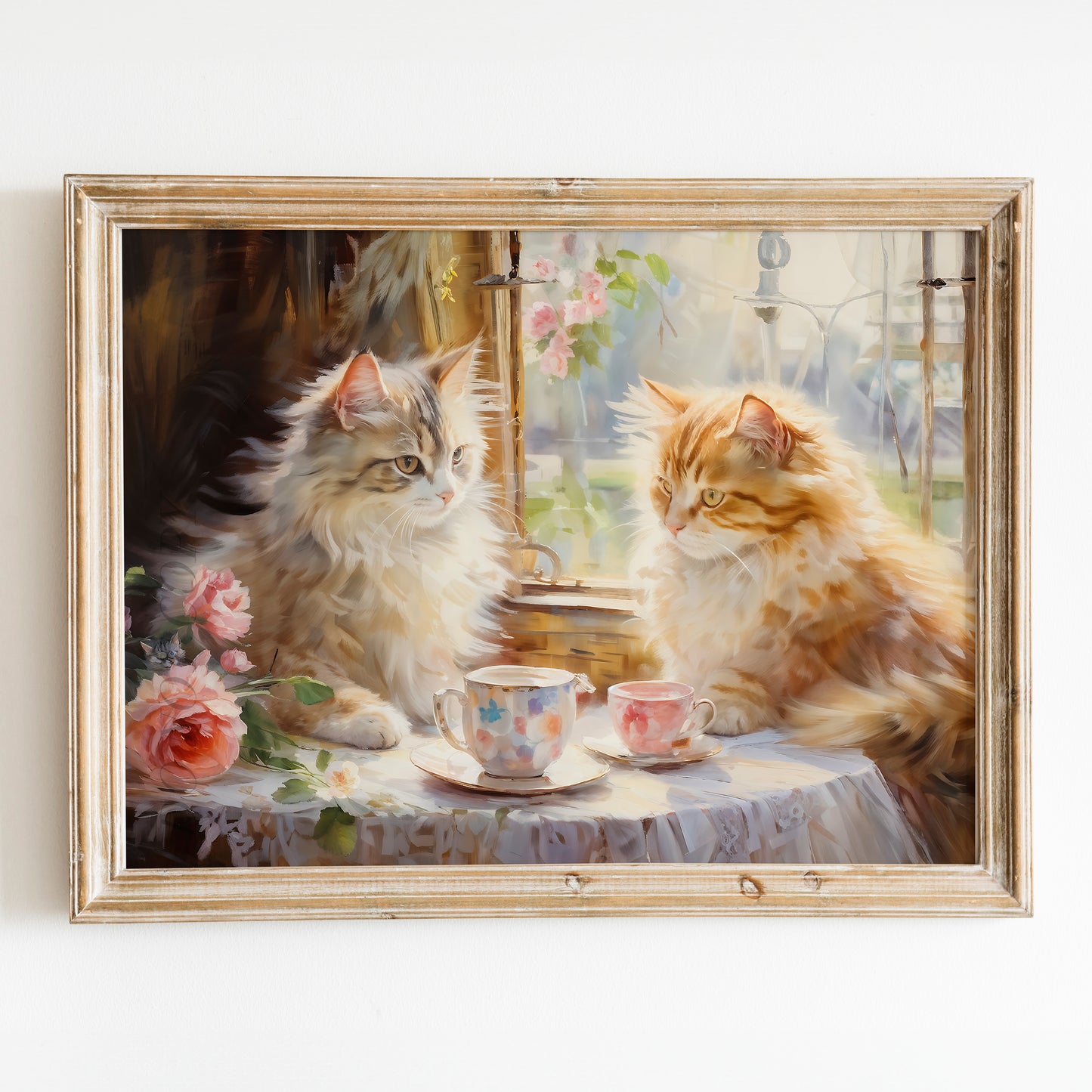 Cats Having Tea - Impressionist Style
