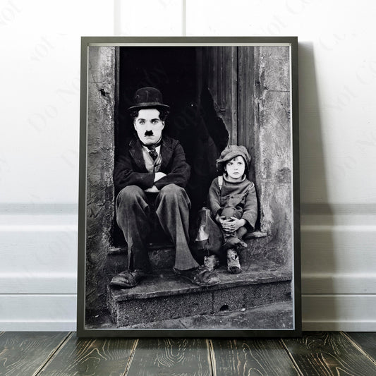 Charlie Chaplin With Child In The Kid 1920s