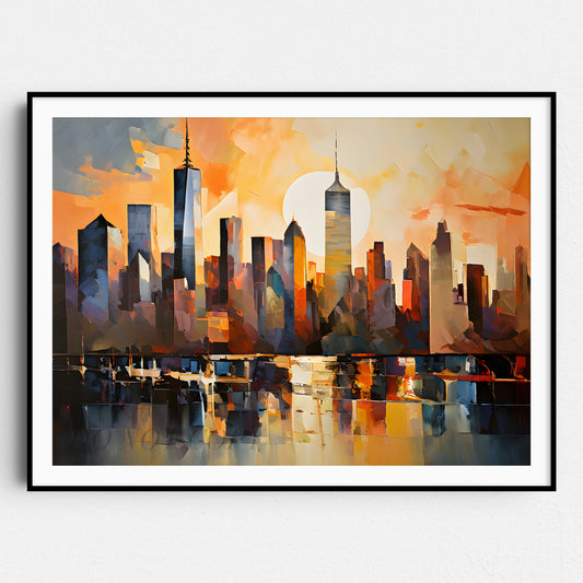 Cubism Style Manhattan Skyline