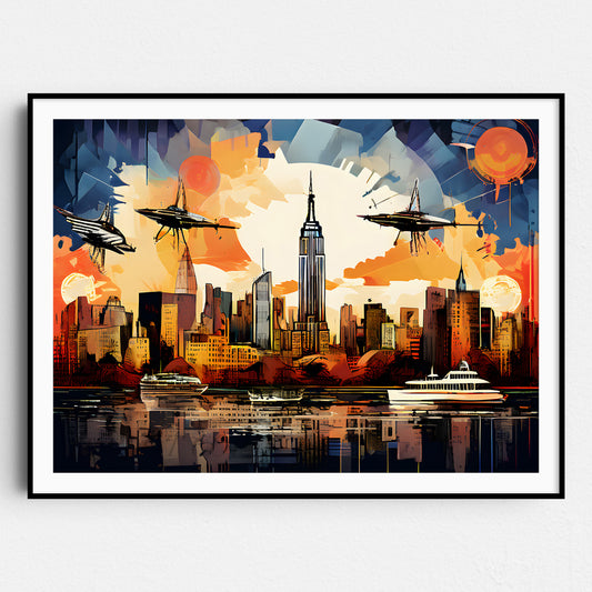 Dadaism Style Manhattan Skyline