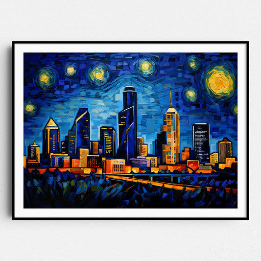Dallas Skyline Van Gogh Starry Night