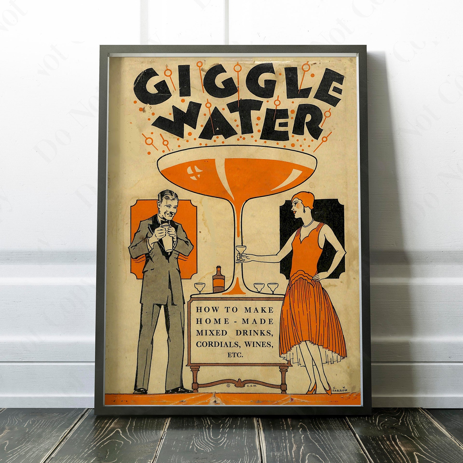 Giggle Water, Vintage Cocktail Advertising - 12" x 16" / Unframed