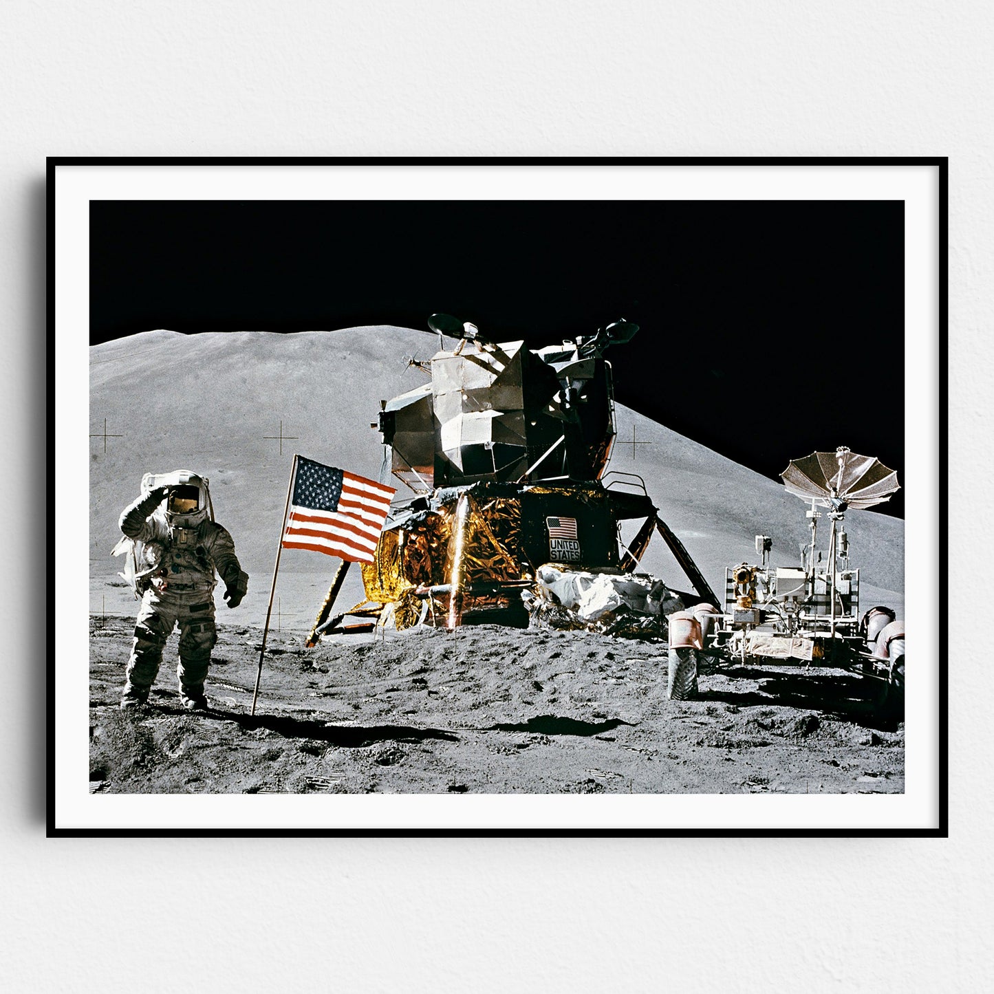 Irwin And Flag at Hadley Moon Base, 1971