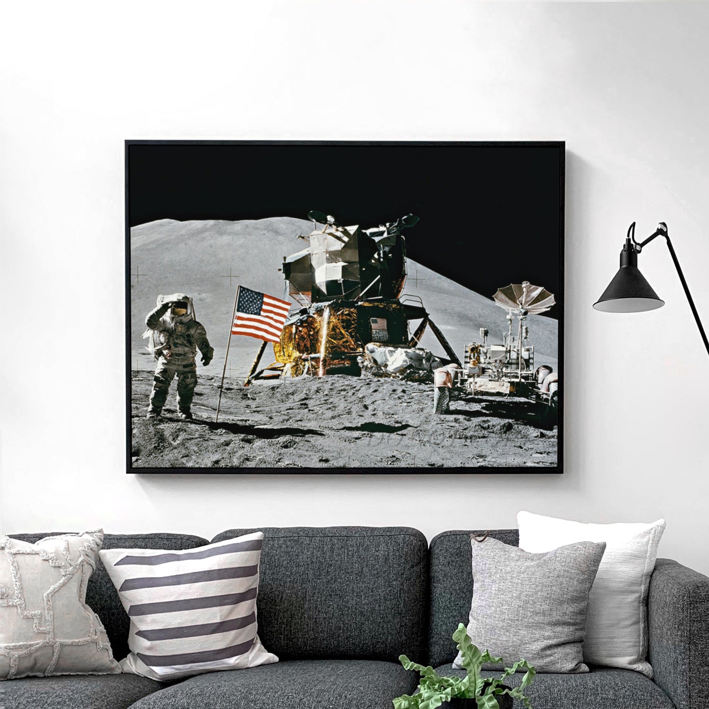 Irwin And Flag at Hadley Moon Base, 1971