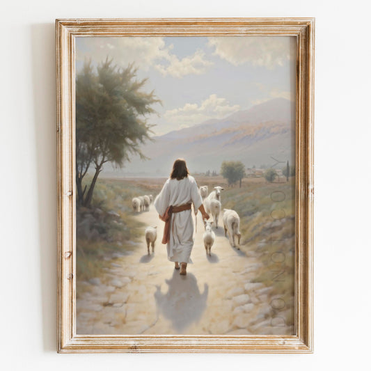 Jesus Walking with the Lambs