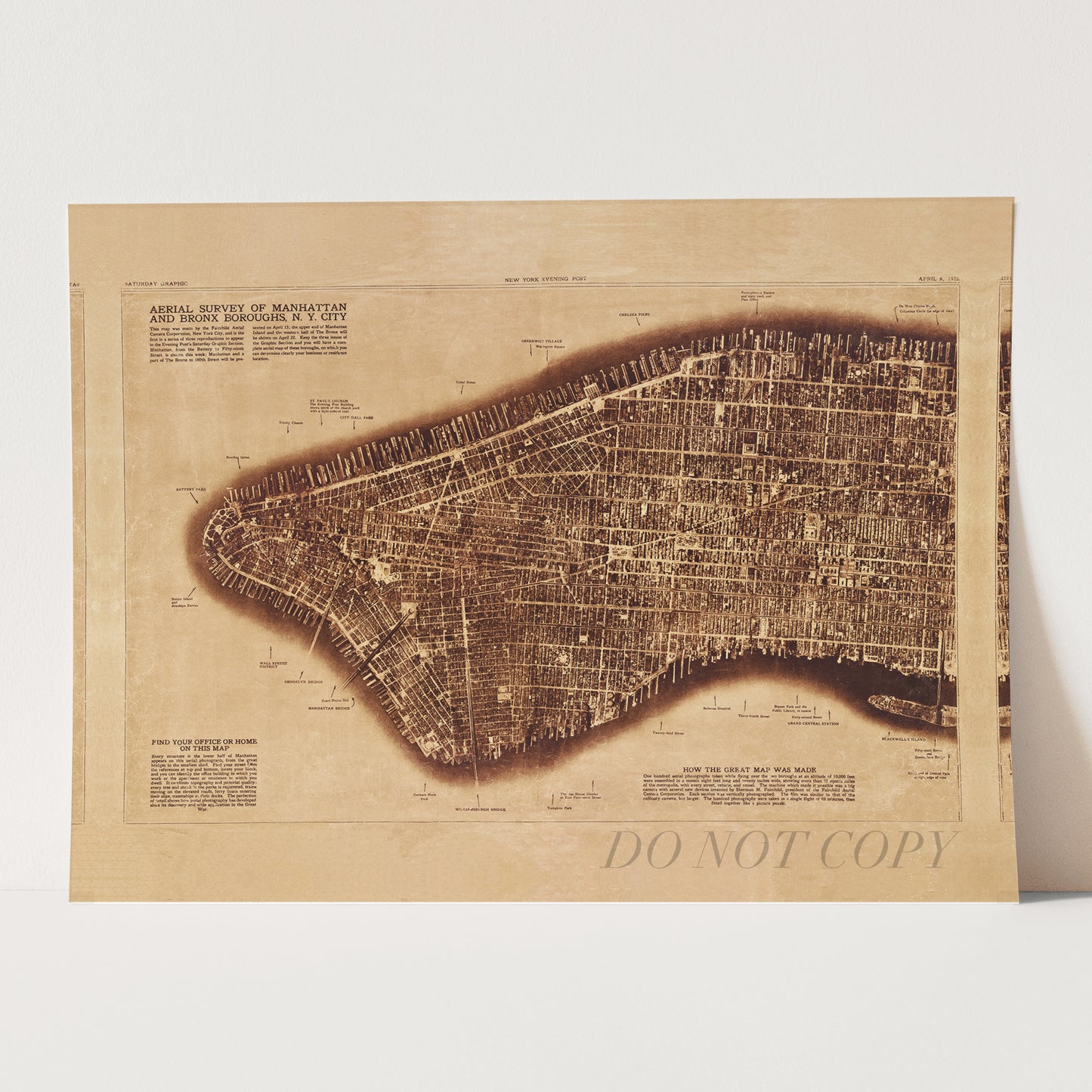 Map of Manhattan New York City 1922