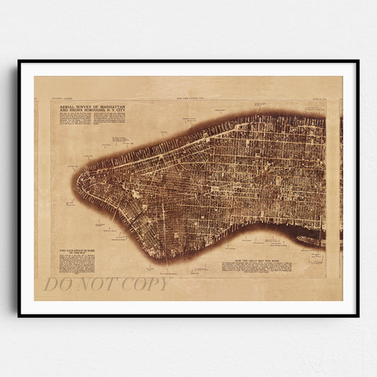 Map of Manhattan New York City 1922