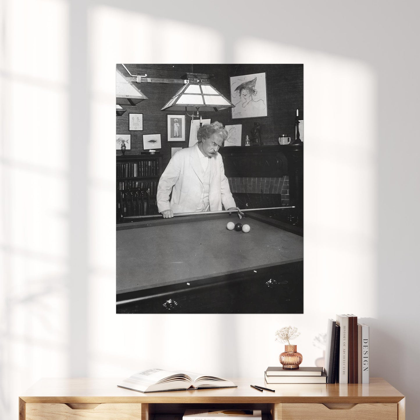 Mark Twain Playing Billiards