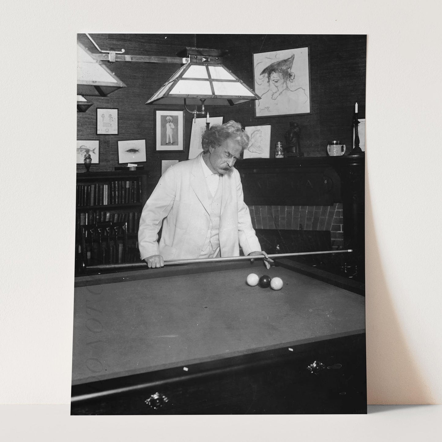 Mark Twain Playing Billiards