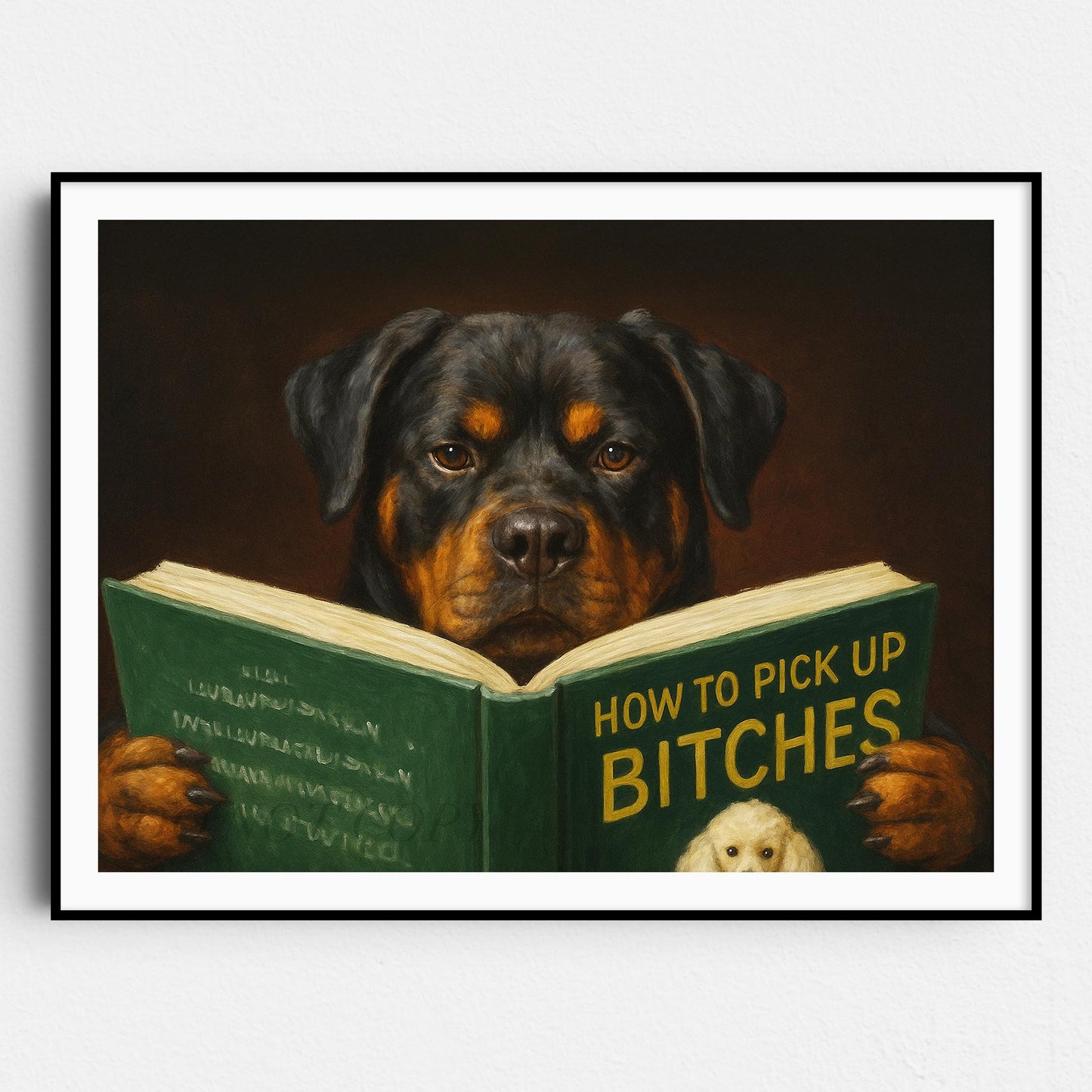 Rottweiler Dog Reading Dating Book