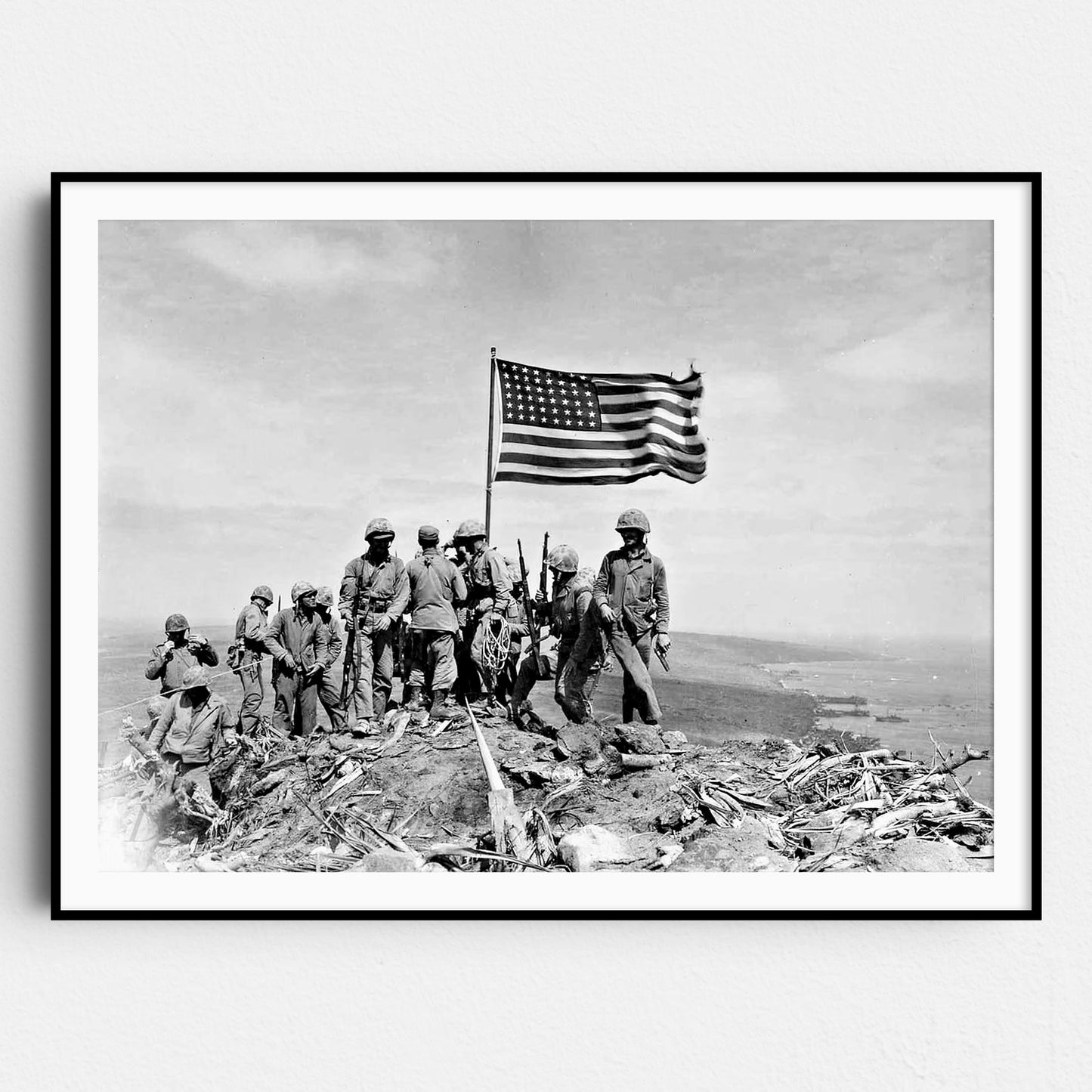 U.S. Marines Raise The American Flag Atop Mount Suribachi On Iwo Jima
