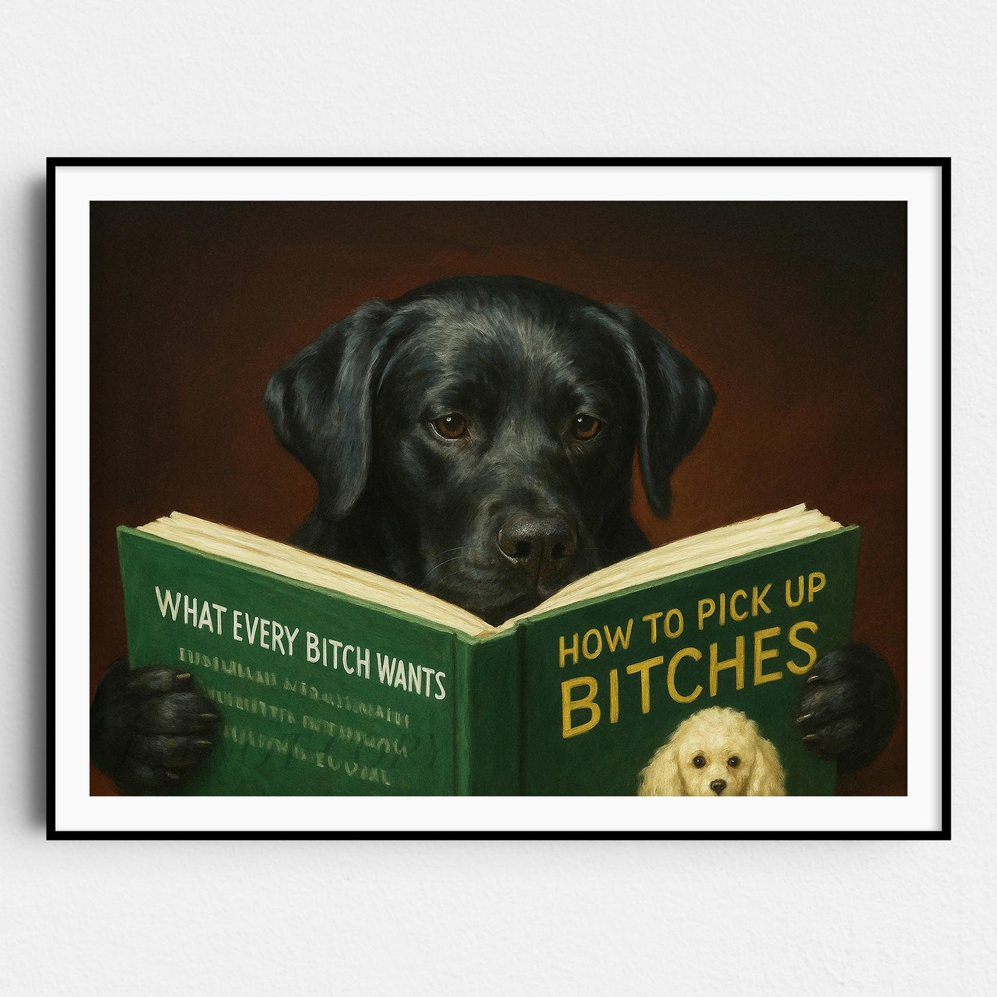Black Labrador Retriever Dog Reading Dating Book