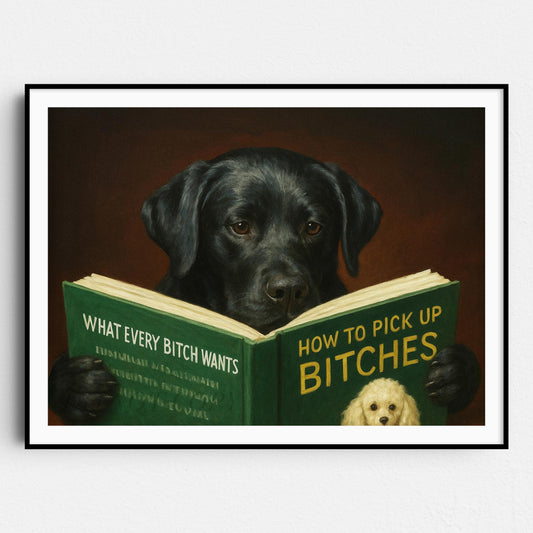 Black Labrador Retriever Dog Reading Dating Book