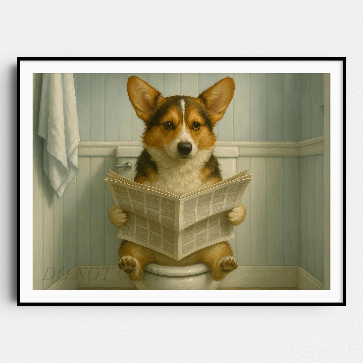Corgi Dog On The Toilet Reading The Newspaper