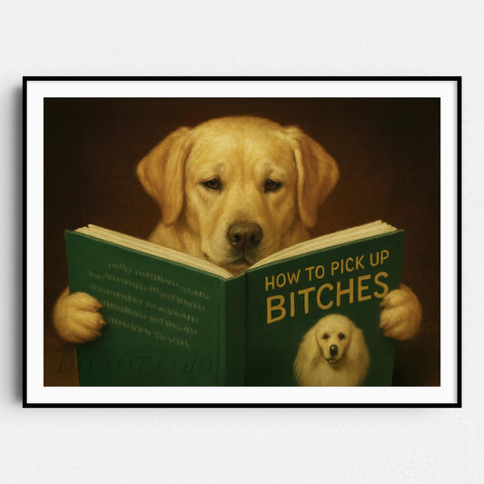 Yellow Labrador Dog Reading Dating Book