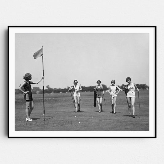 Girls Playing Golf Vintage Sports