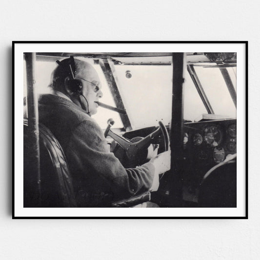Winston Churchill Smoking A Cigar Flying An Airplane, World War Two