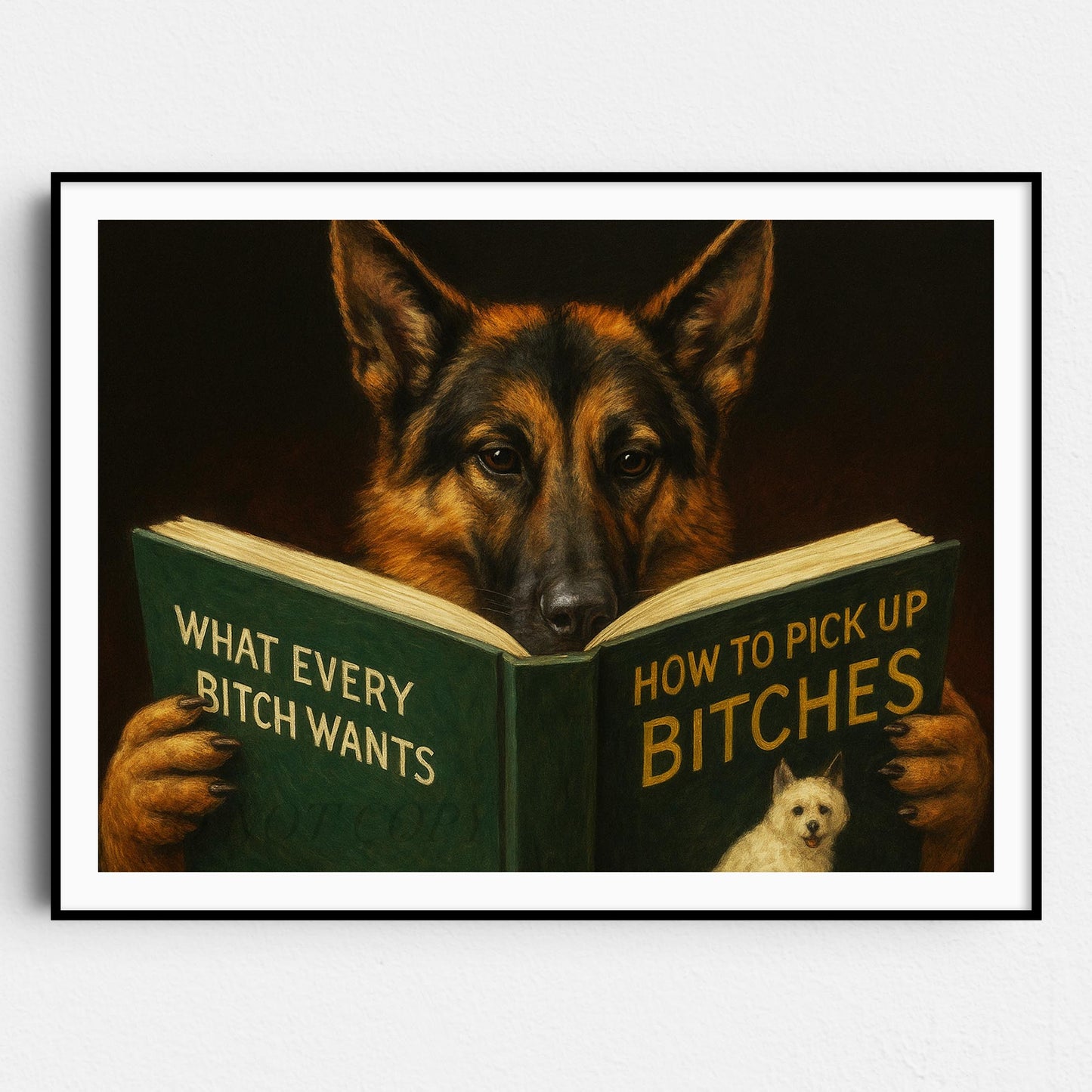 German Shepherd Dog Reading Dating Book