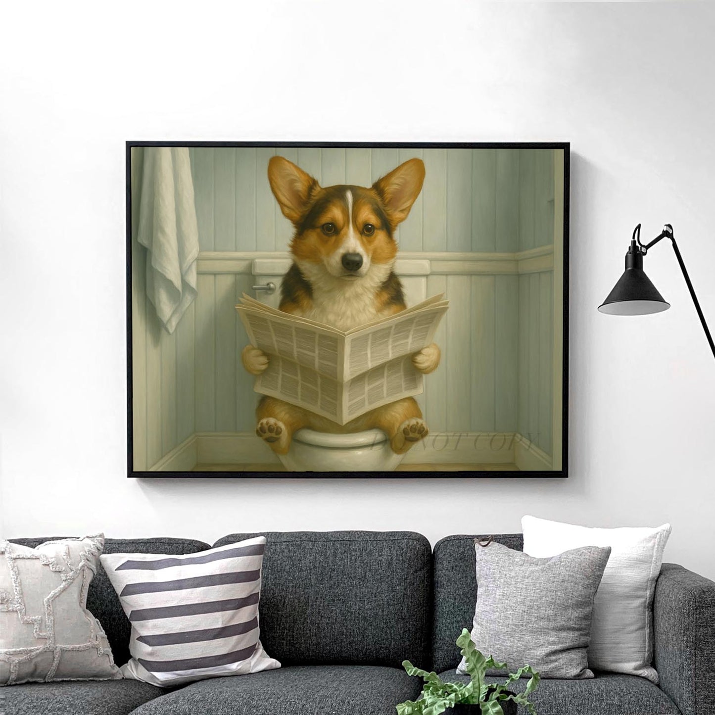Corgi Dog On The Toilet Reading The Newspaper
