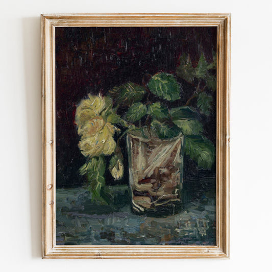 Glass with Yellow Roses (1886) by Van Gogh