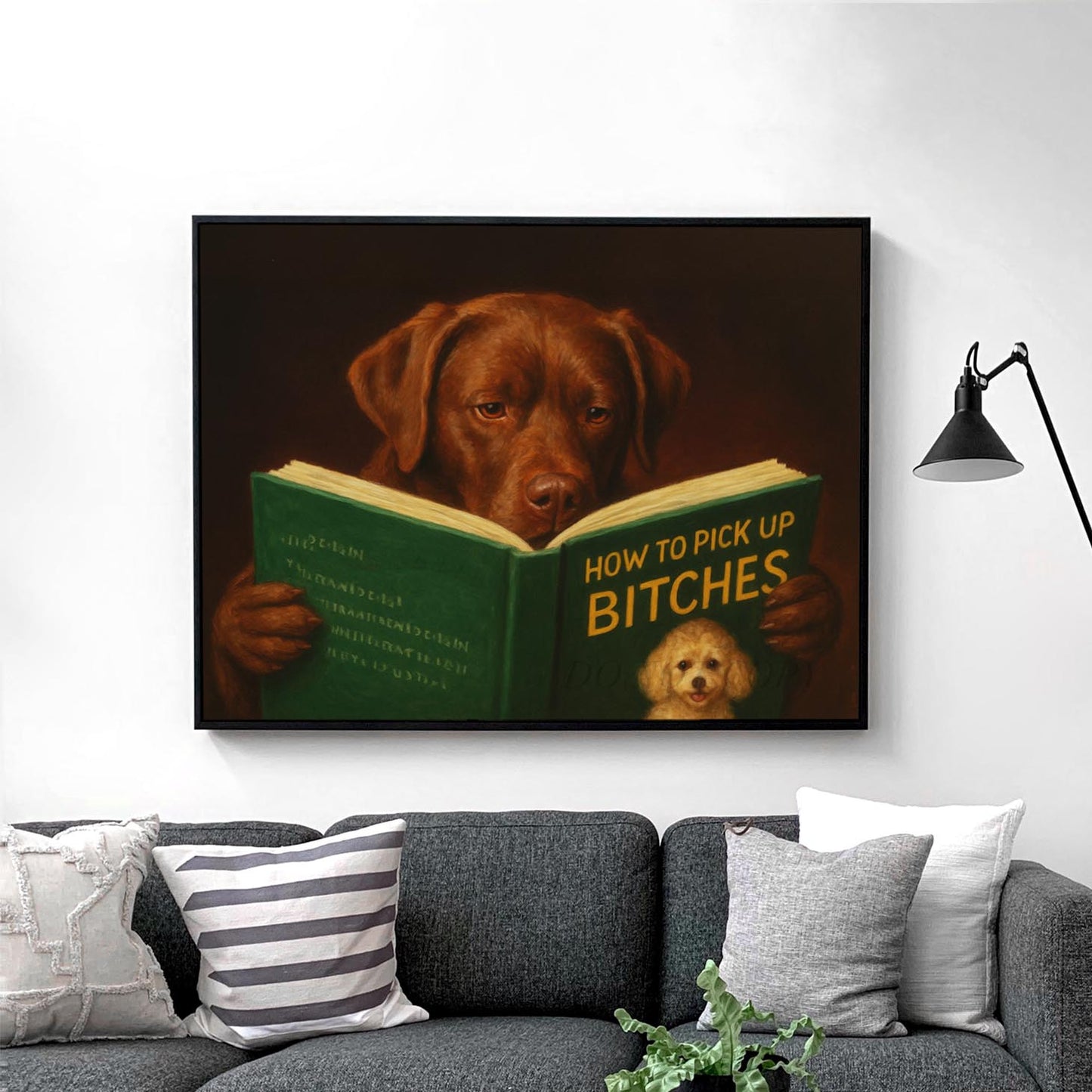 Chocolate Labrador Dog Reading Dating Book