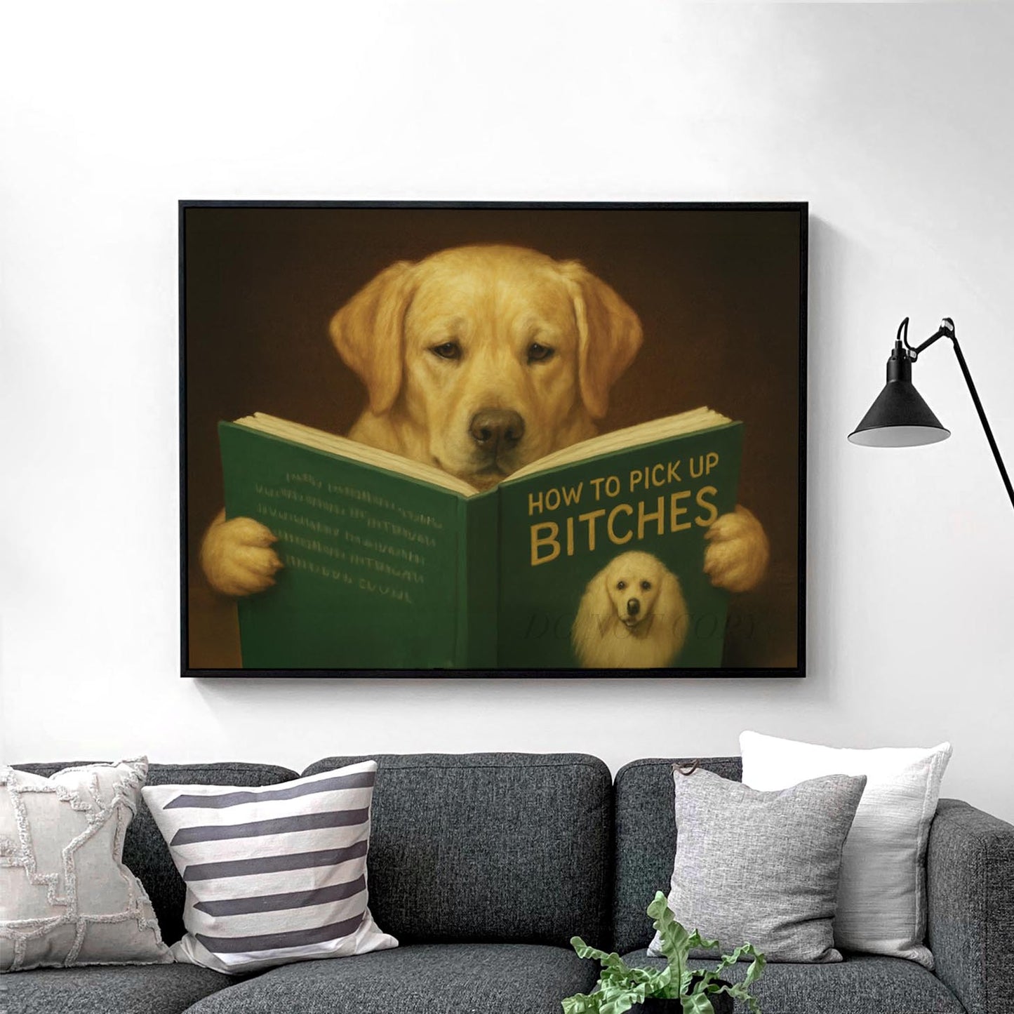 Yellow Labrador Dog Reading Dating Book