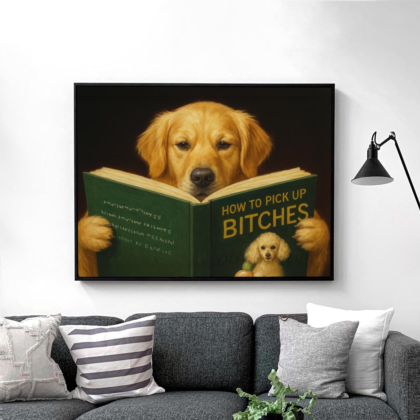 Golden Retriever Dog Reading Dating Book