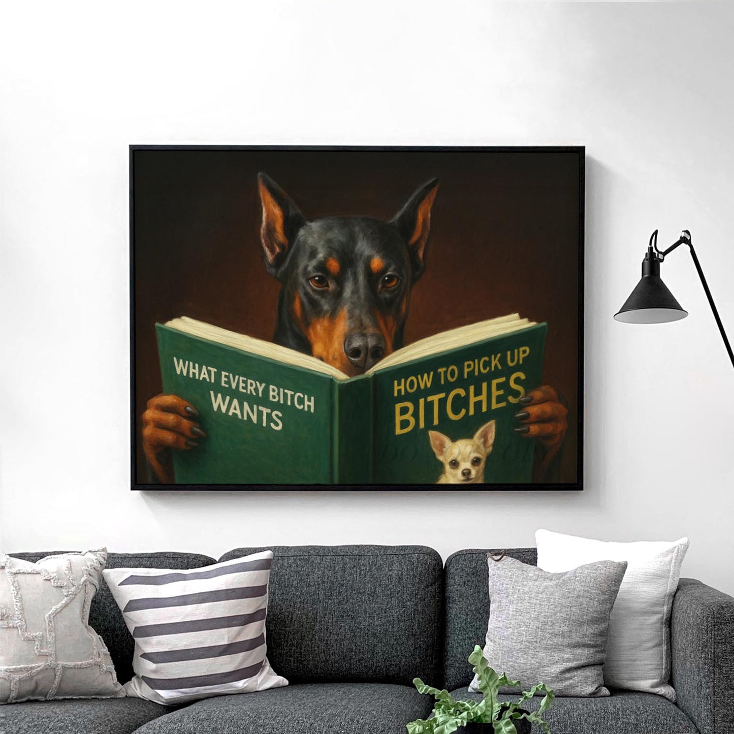 Doberman Dog Reading Dating Book