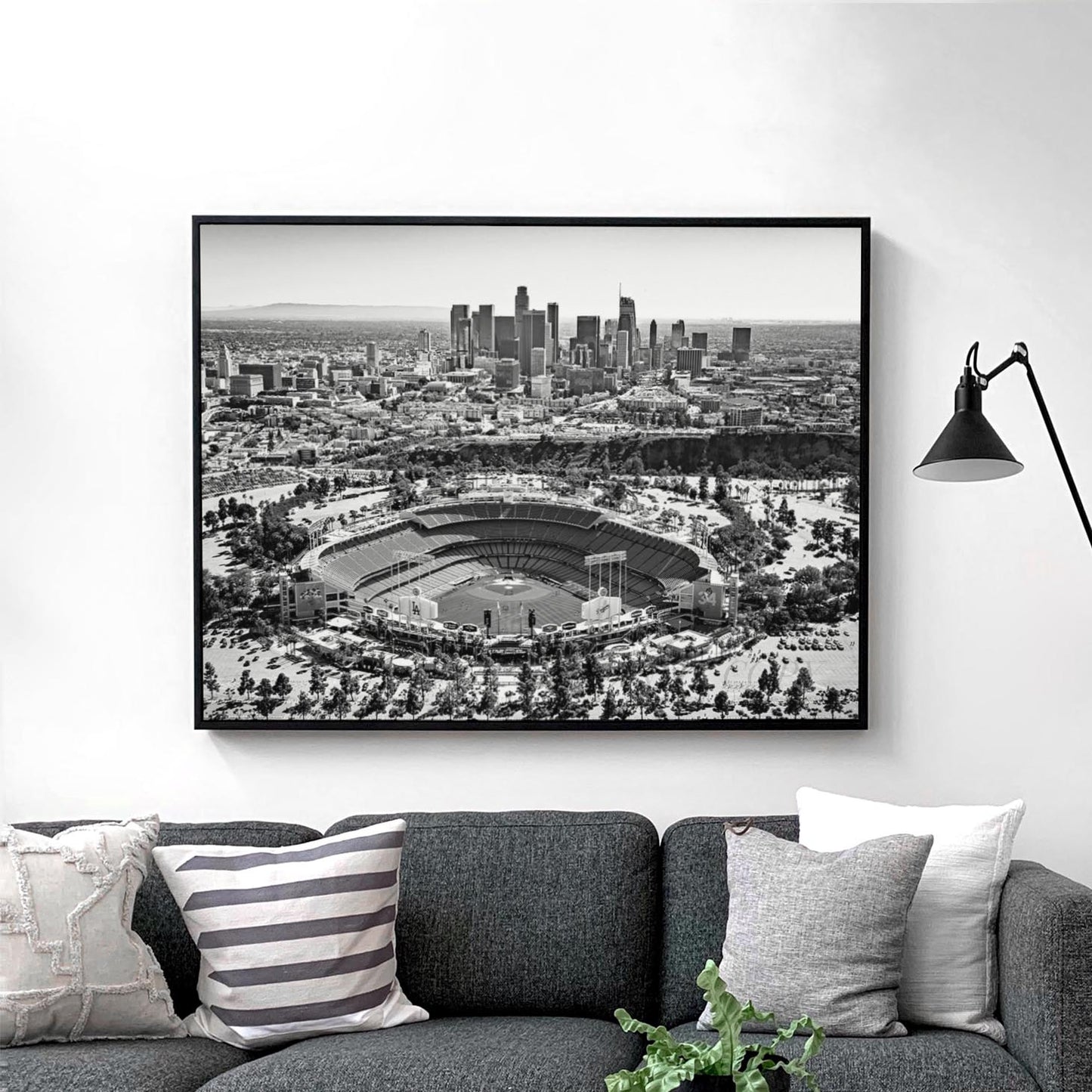Dodger Stadium and Los Angeles Downtown