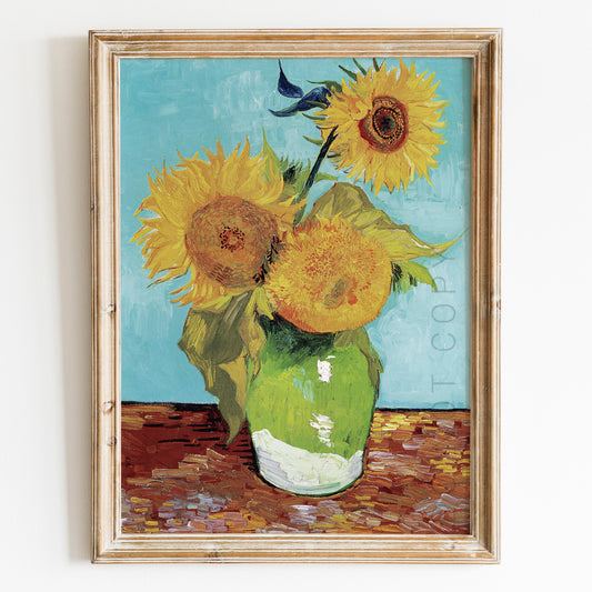 Vase with Three Sunflowers (1888) by Van Gogh