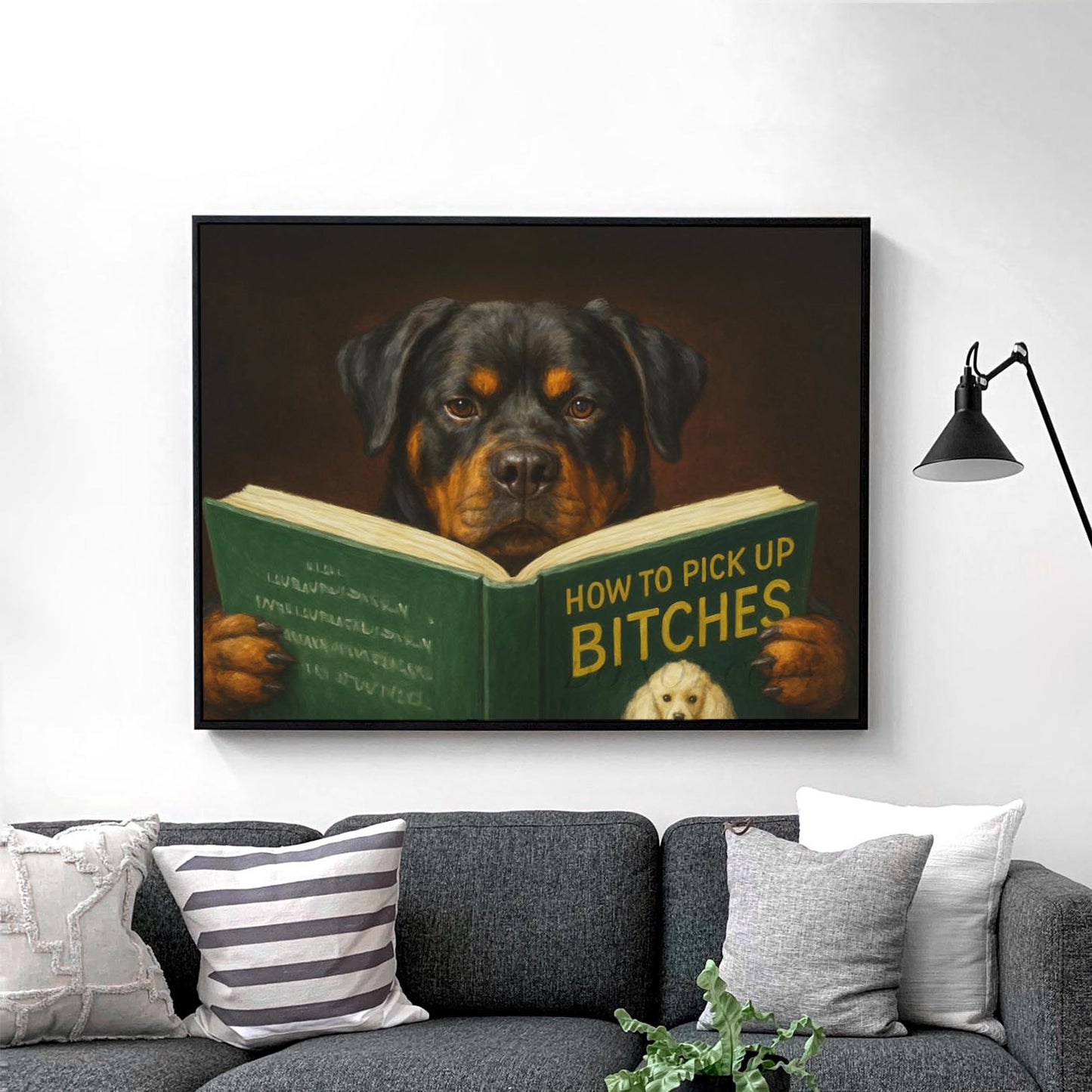 Rottweiler Dog Reading Dating Book