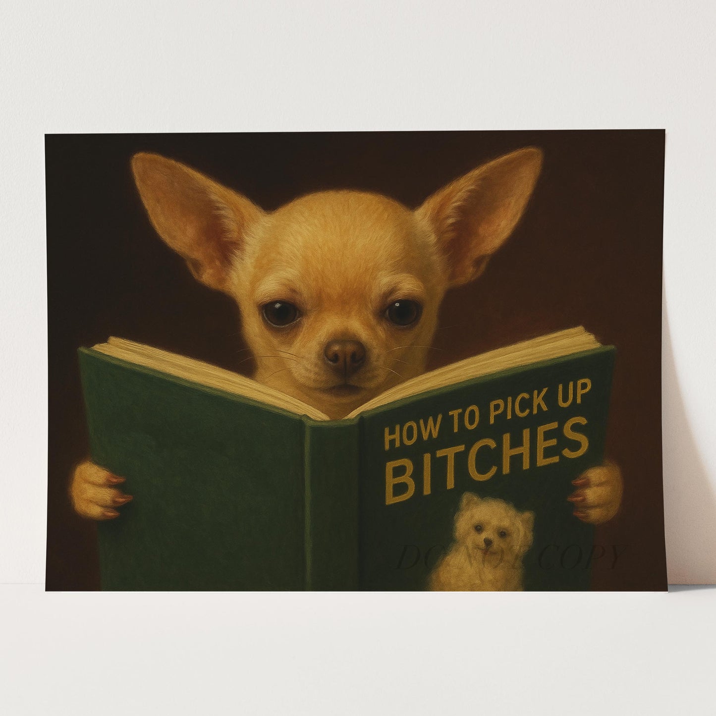 Chihuahua Dog Reading Dating Book