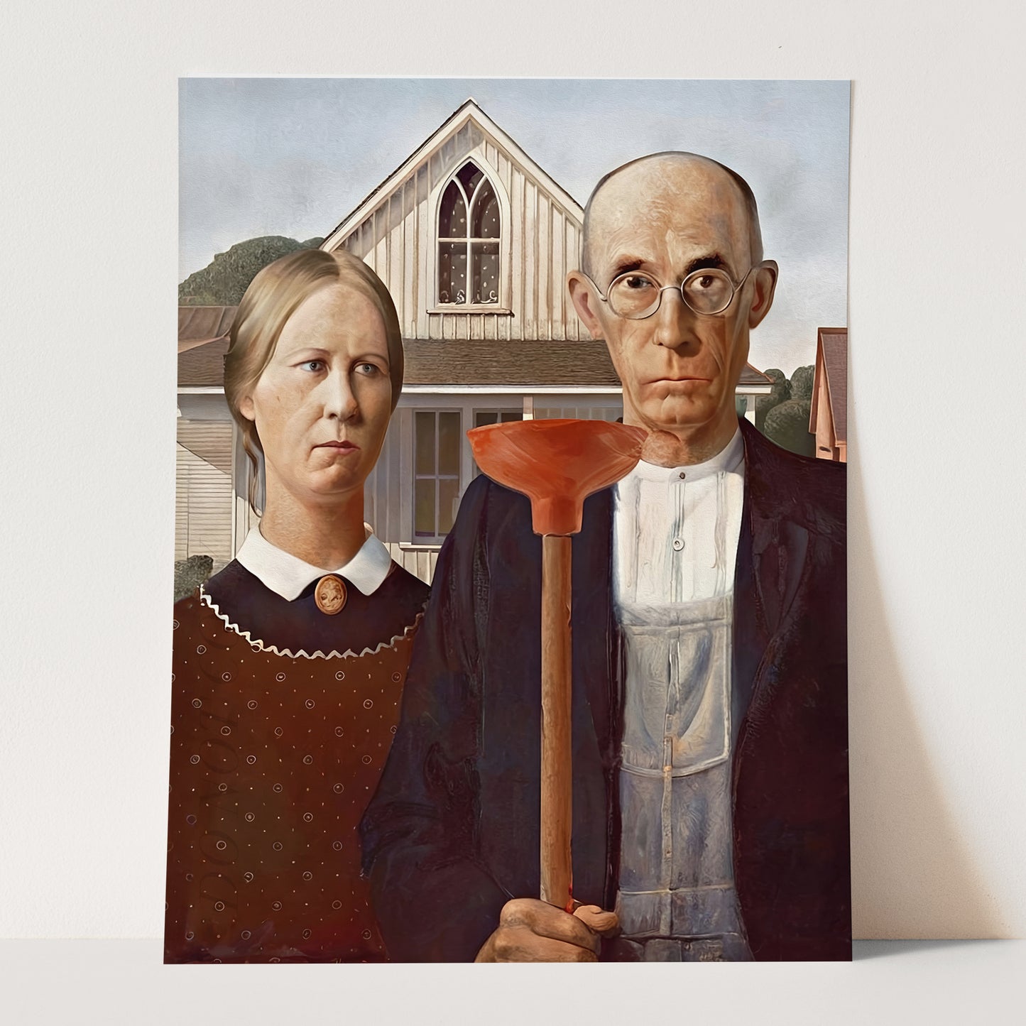 American Gothic With Toilet Plunger