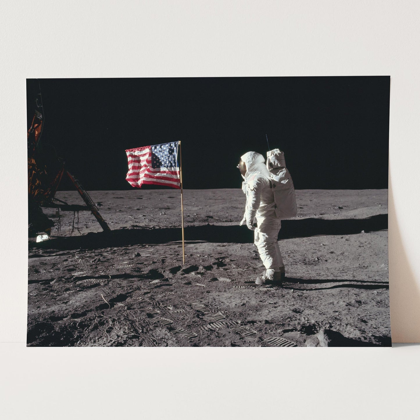 Buzz Aldrin Salutes The USA Flag On The Moon