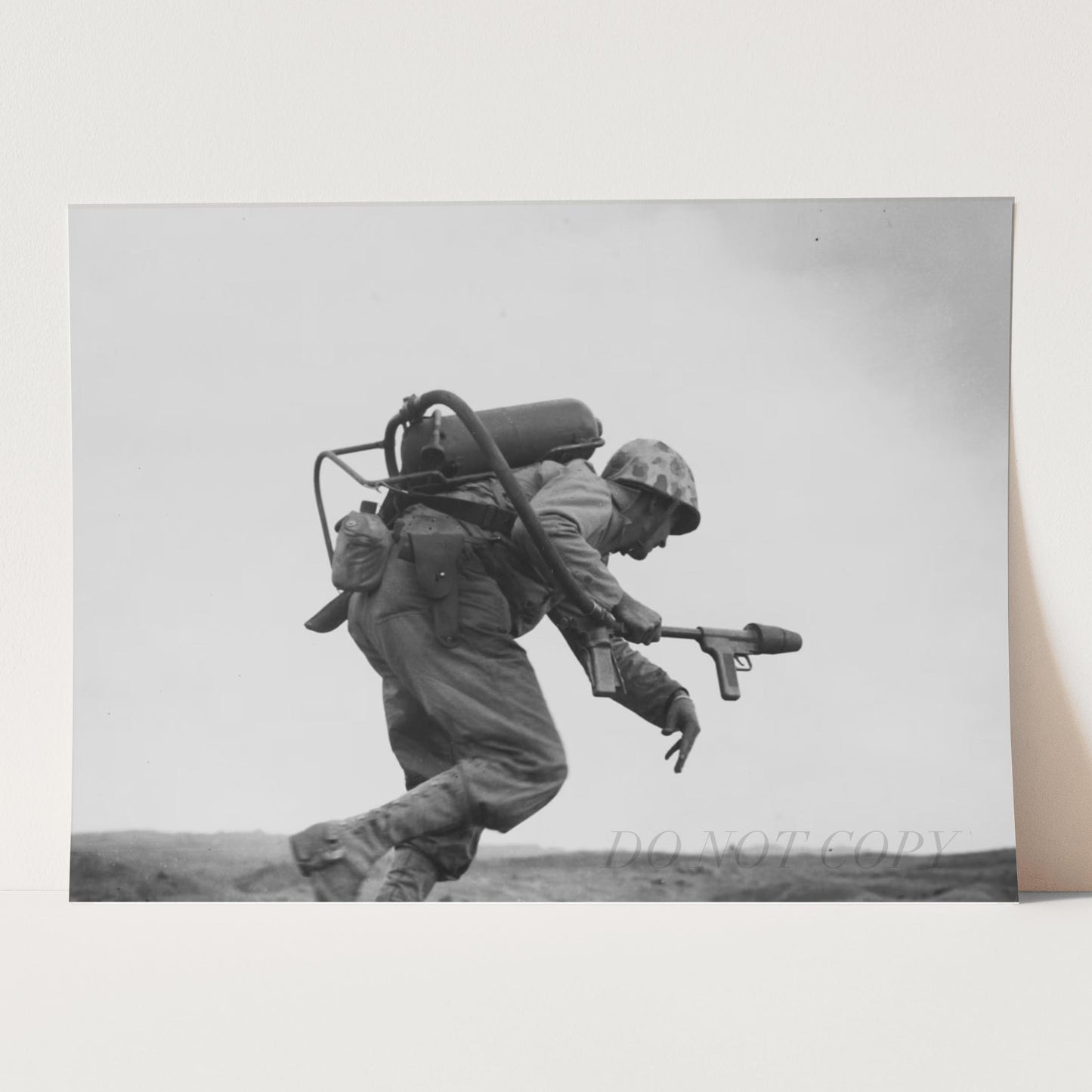 A U.S. Marine With Flamethrower in Iwo Jima, World War Two