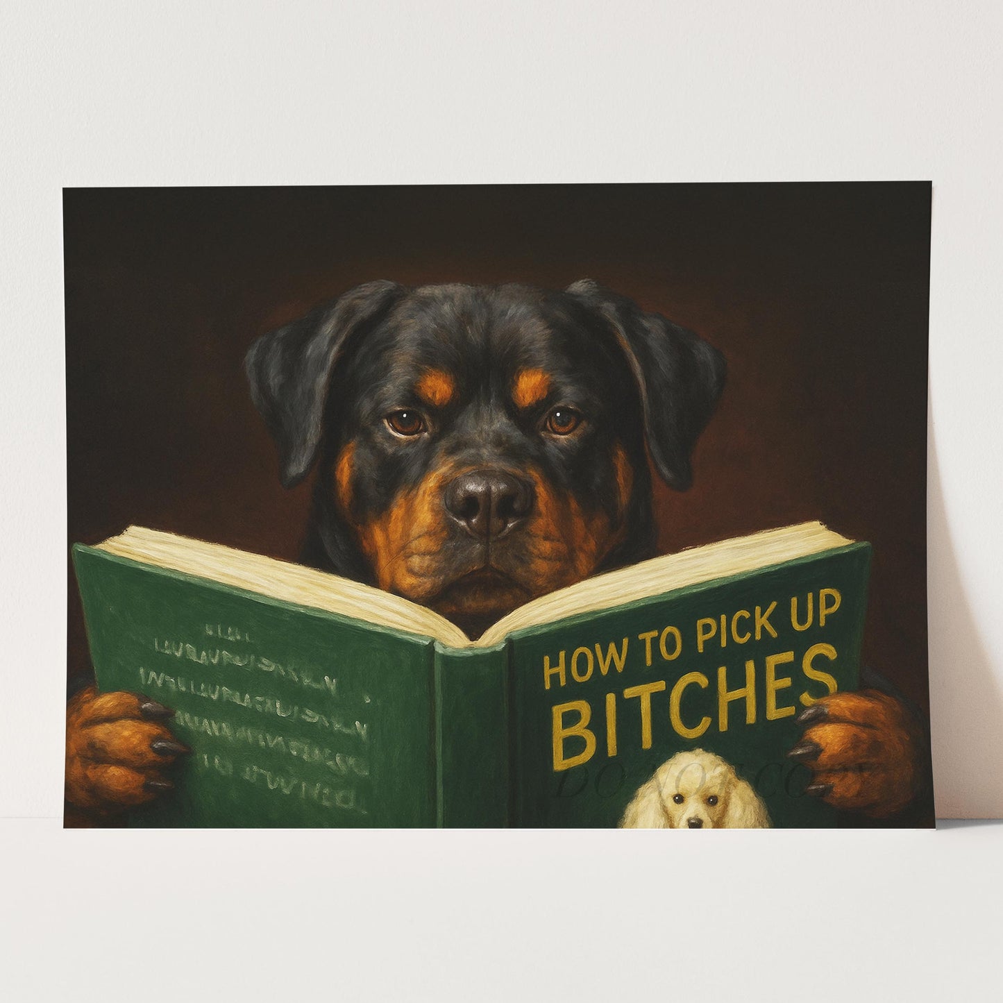 Rottweiler Dog Reading Dating Book
